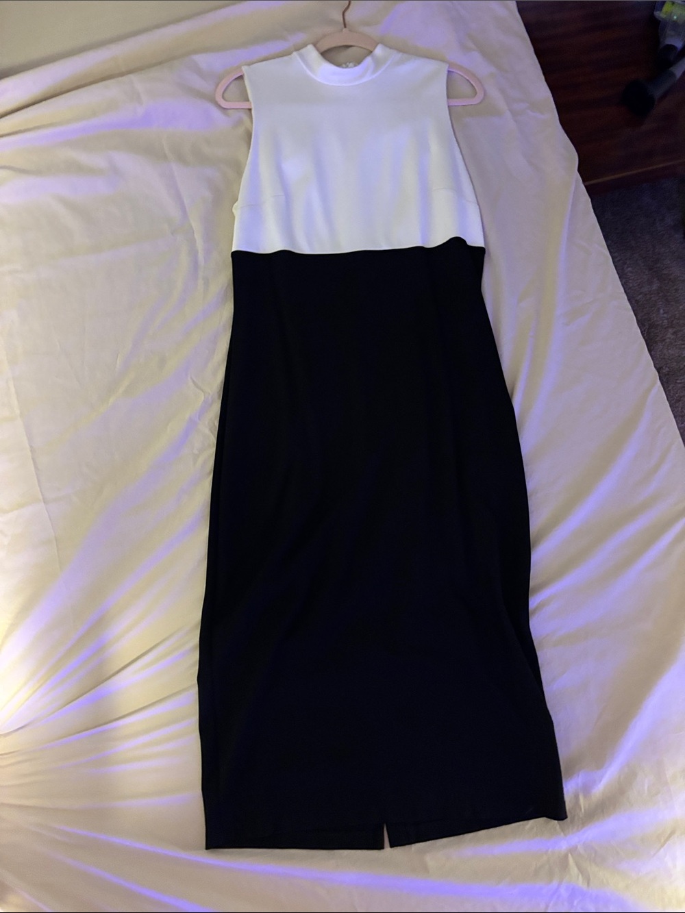 Express Black and White Sleeveless Midi Dress